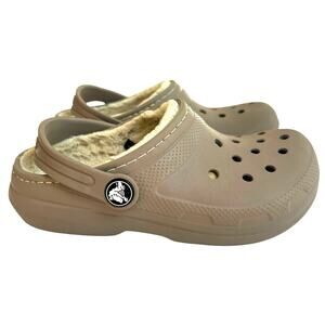 Crocs Kids Classic Lined Clog Tan Fleece Lined Size C12 Toddler